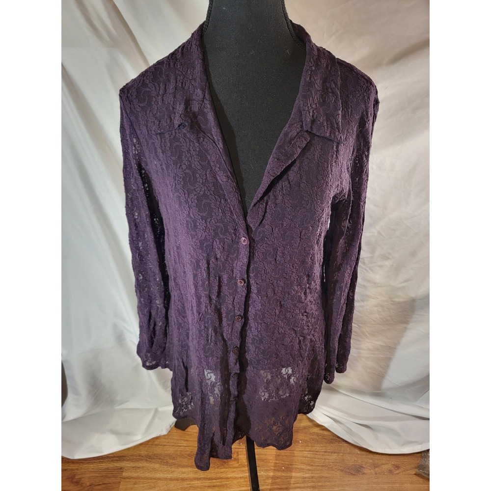 Only Hearts Helena Stuart Plum Purple Size Large Lace Collared Mini Dress